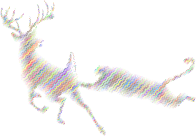 Deer And Mountain Lion Silhouette Waves Polyprismatic No BG