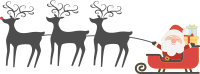Happy Santa, Sleigh and Reindeer