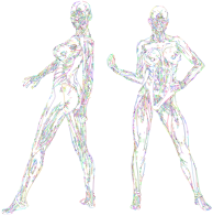 Muscular Women Line Art Prismatic No BG