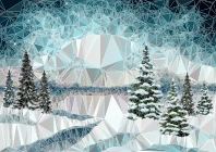 Idyllic Winter Landscape Low Poly