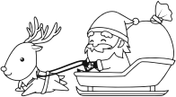 Santa With Reindeer Line Art