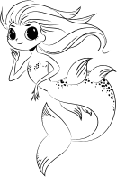 Large Eyed Mermaid Line Art