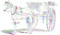 Vintage Horse And Carriage Line Art Prismatic No BG