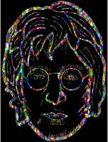 John Lennon Portrait By blambasa Vivid Chromatic Low Poly With BG