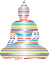 Sitting Buddha Silhouette Prismatic Lines No BG