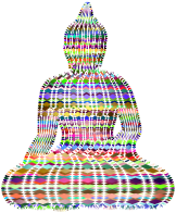 Sitting Buddha Silhouette Stylized Lines