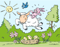 Rabbit Riding Sheep By richardsdrawings