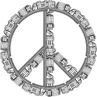 Vintage Bookshelf Peace Sign