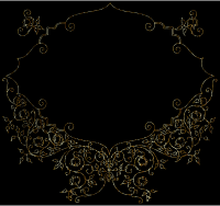 Vintage Roses And Curly Braces Frame Line Art Gold