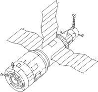 Salyut 6 Orbital Space Station Line Art