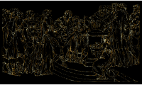 Gathering Of People Line Art Gold