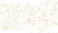 Gathering Of People Line Art Gold No BG