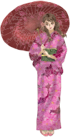 Girl In Floral Kimono By Aquamarine Song