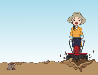 Girl with rototiller
