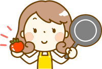 Frying pan and tomato 
