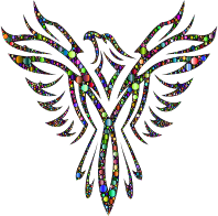 Phoenix Line Art Circles Chromatic With BG
