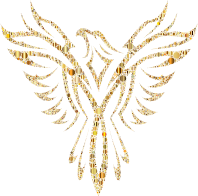 Phoenix Line Art Circles Gold
