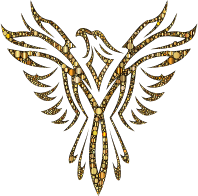 Phoenix Line Art Circles Gold With BG