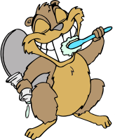 Beaver brushing teeth