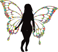 Butterfly Woman Silhouette Iridescent