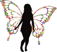 Butterfly Woman Silhouette Iridescent 2