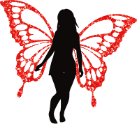 Butterfly Woman Silhouette Ruby
