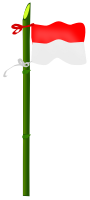 Bamboo and Indonesian flag