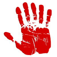 Six Fingered Red Handprint
