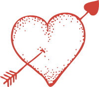 Doodle heart with arrow
