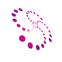 Geometric shape with pink dots