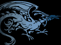 Blue Tribal Dragon on Black background