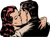 Retro couple kissing