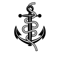 Anchor and rope silhouette
