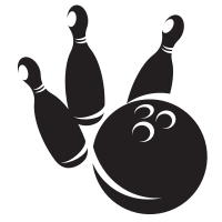 Bowling pins and a ball silhouette