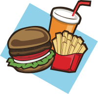 Hamburger, Fries, and Drink