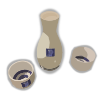 Sake Bottle and Cups