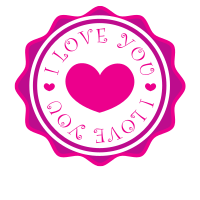 Pink sticker with text I love you