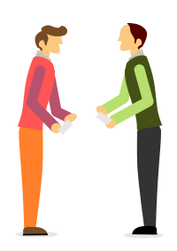 Two Men Exchanging Business Cards