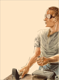 Worker in goggles