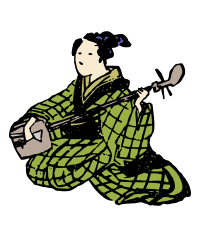 Kimono Lady and a Shamisen