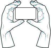 Hands with rounded card