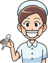 Masked Nurse with Thermometer