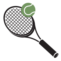 Tennis Racket and Green Ball