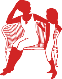 Classic Red Mother and Daughter Siting