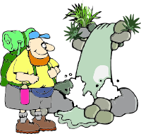Man and a water fall