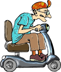 Old man on a mobility Scooter