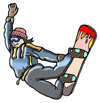A woman snow boarding