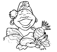 Lady from the Pacific Islands with food