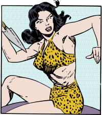 Jungle girl with spear - colour remix