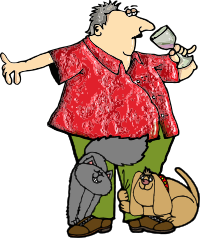 Cat Dog with Wine Man